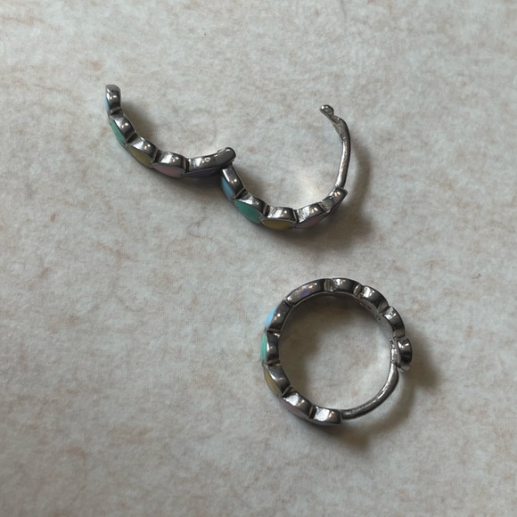 Sterling Silver Earrings Rainbow Heart Ear Ring Dangle 925 enamel - Picture 3 of 5